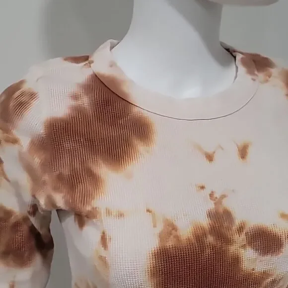 NWOT Mate The Label Ginger Tie Dye Crewneck Thermal Top - Picture 3 of 10